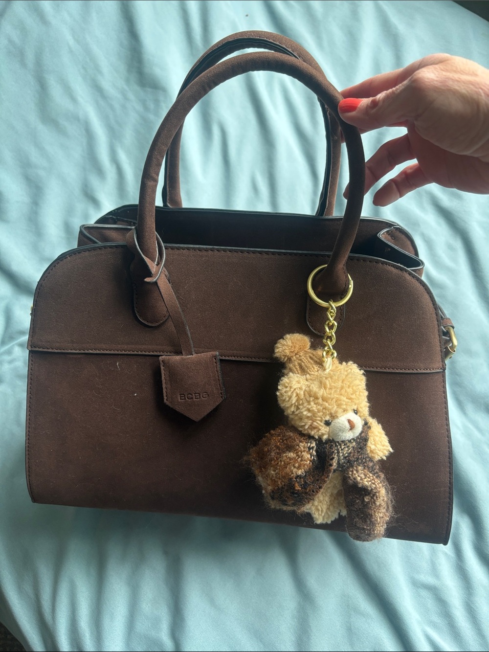 BCBGMaxAzria Brown Suede Satchel - Picture 3 of 13